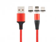 Кабель VIXION K30 магнитный для Apple (USB - Lightning/micro-USB/Type-C) красный — 1