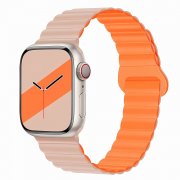 Ремешок - ApW32 для Apple Watch 42 mm силикон на магните (розово-оранжевый)
