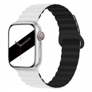 Ремешок - ApW32 для Apple Watch 44 mm силикон на магните (бело-черный)