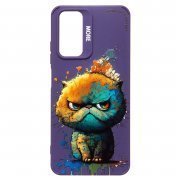 Чехол-накладка - SC335 для Xiaomi Redmi Note 11 4G Global (кот) (фиолетовая) (227243) — 1