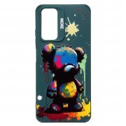 Чехол-накладка - SC335 для Xiaomi Redmi Note 11 4G Global (медведь) (темно-зеленая) (227247) — 1