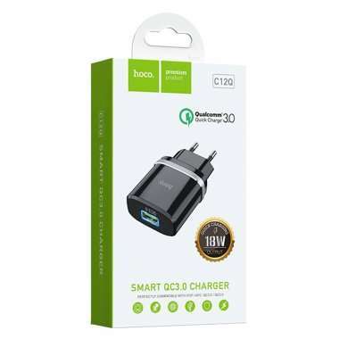 Сетевое зарядное устройство Hoco C12Q USB (черное) &mdash; 2
