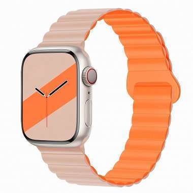 Ремешок - ApW32 для Apple Watch 42 mm силикон на магните (розово-оранжевый) — 1
