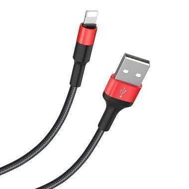 Кабель Hoco X26 (USB - lightning) 100см (черно-красный) — 4