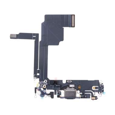 Шлейф для Apple iPhone 15 Pro на разъем зарядки/микрофон (черный) &mdash; 2